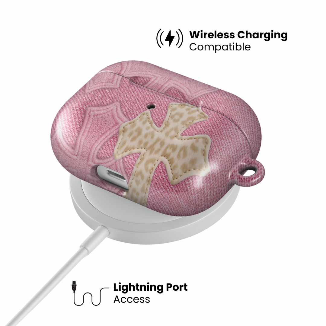 Pink Cheetah Cross AirPod Case