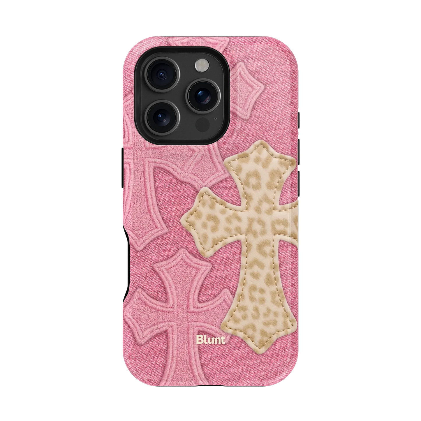 Pink Cheetah Cross iPhone Case