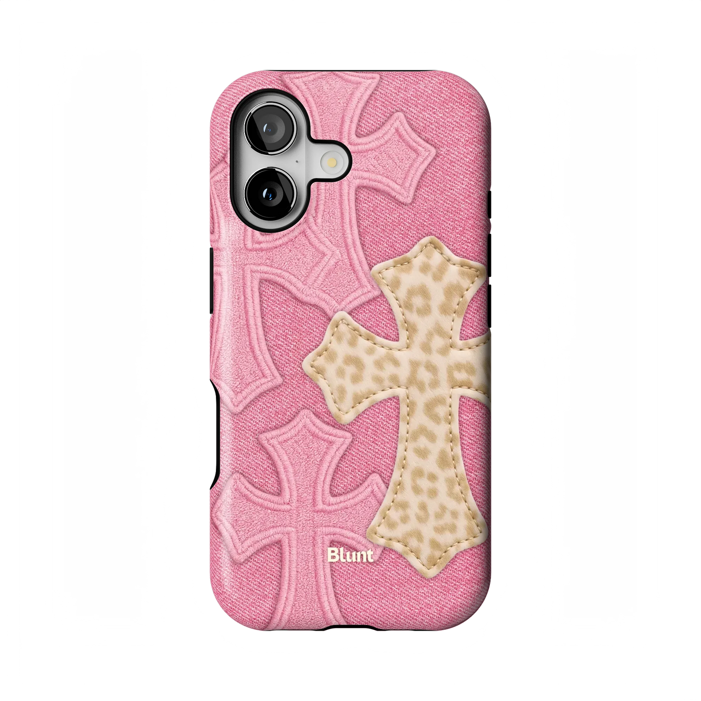 Pink Cheetah Cross iPhone Case