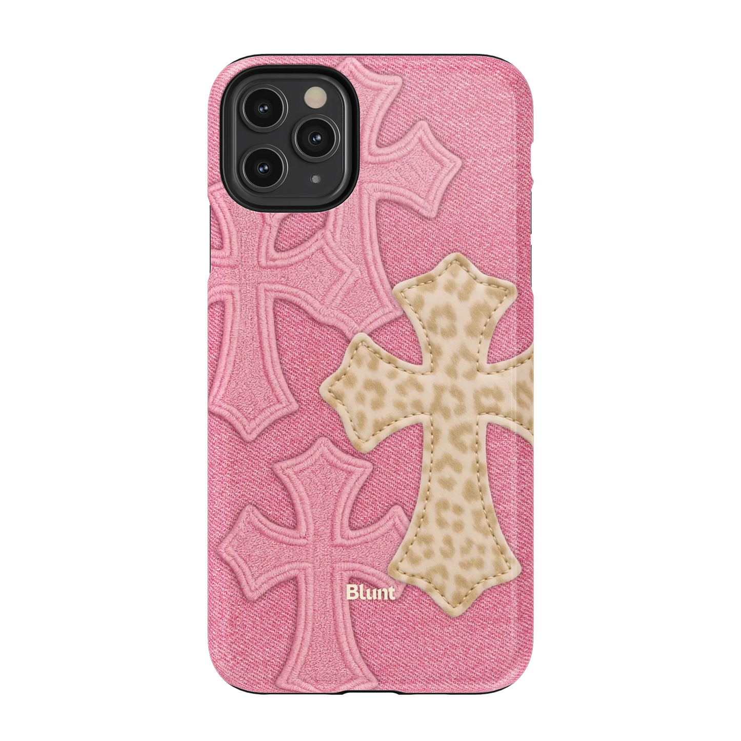 Pink Cheetah Cross iPhone Case