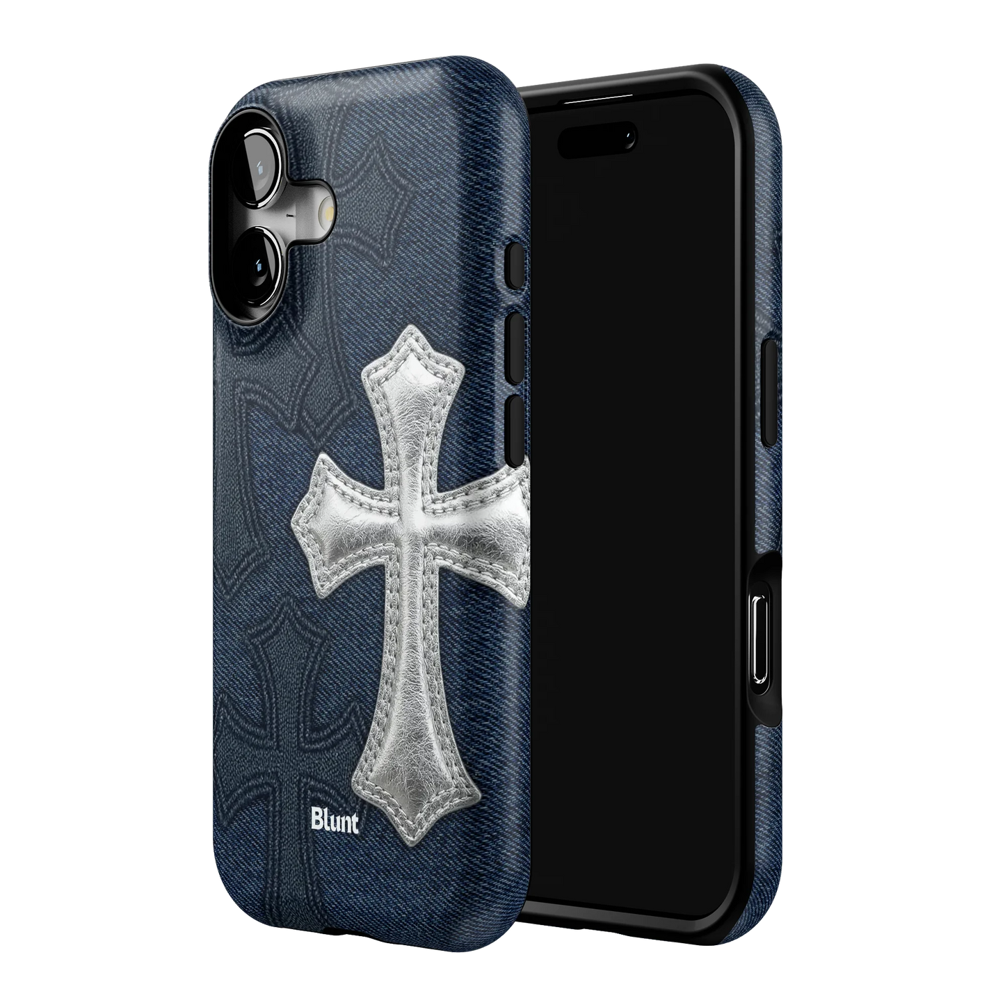 Silver Denim Cross iPhone Case