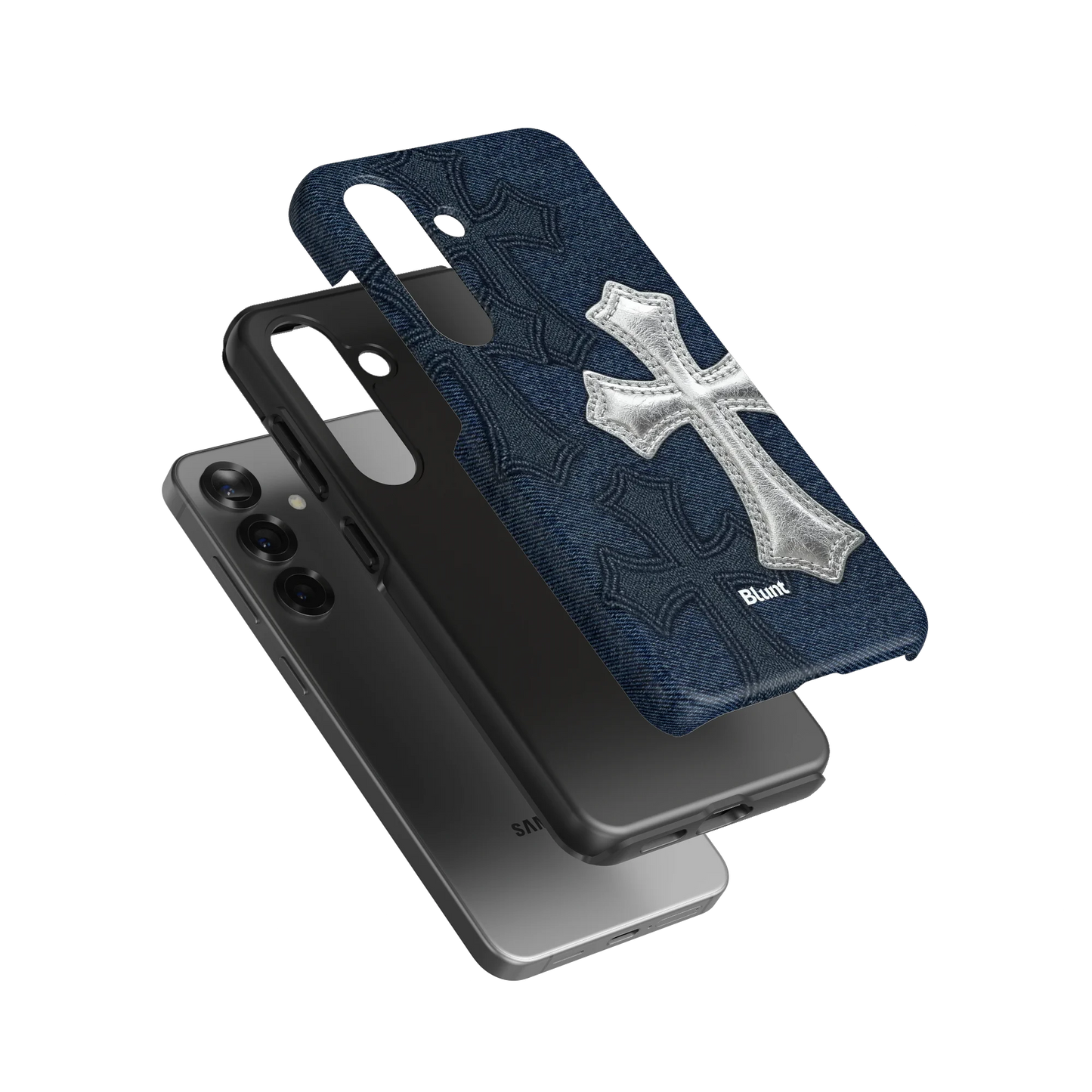 Silver Denim Cross Samsung Case