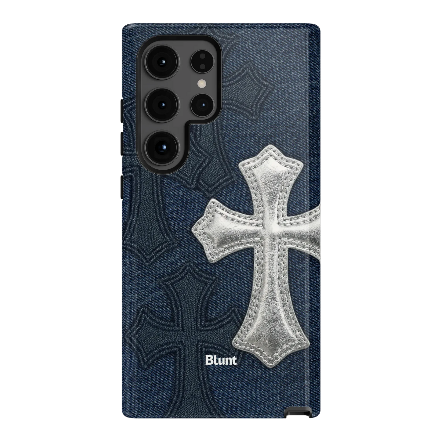 Silver Denim Cross Samsung Case