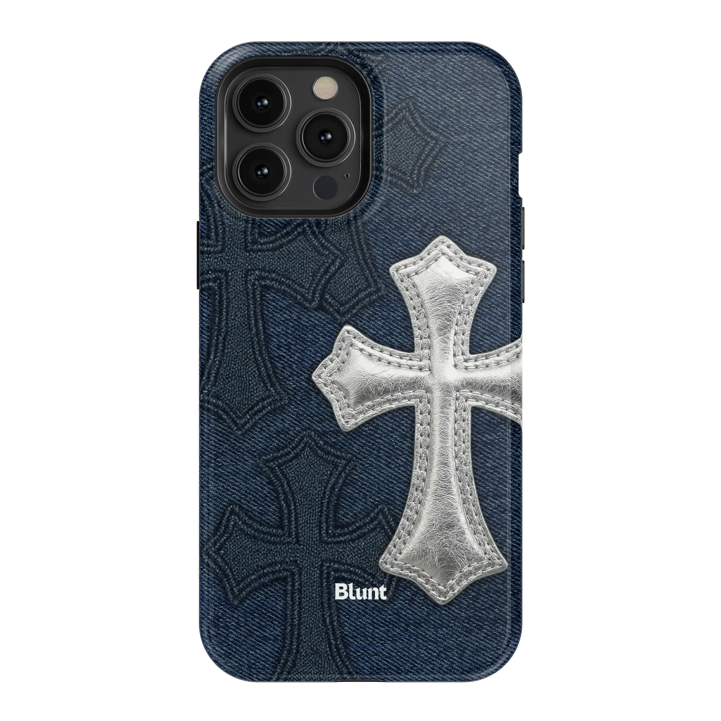 Silver Denim Cross iPhone Case