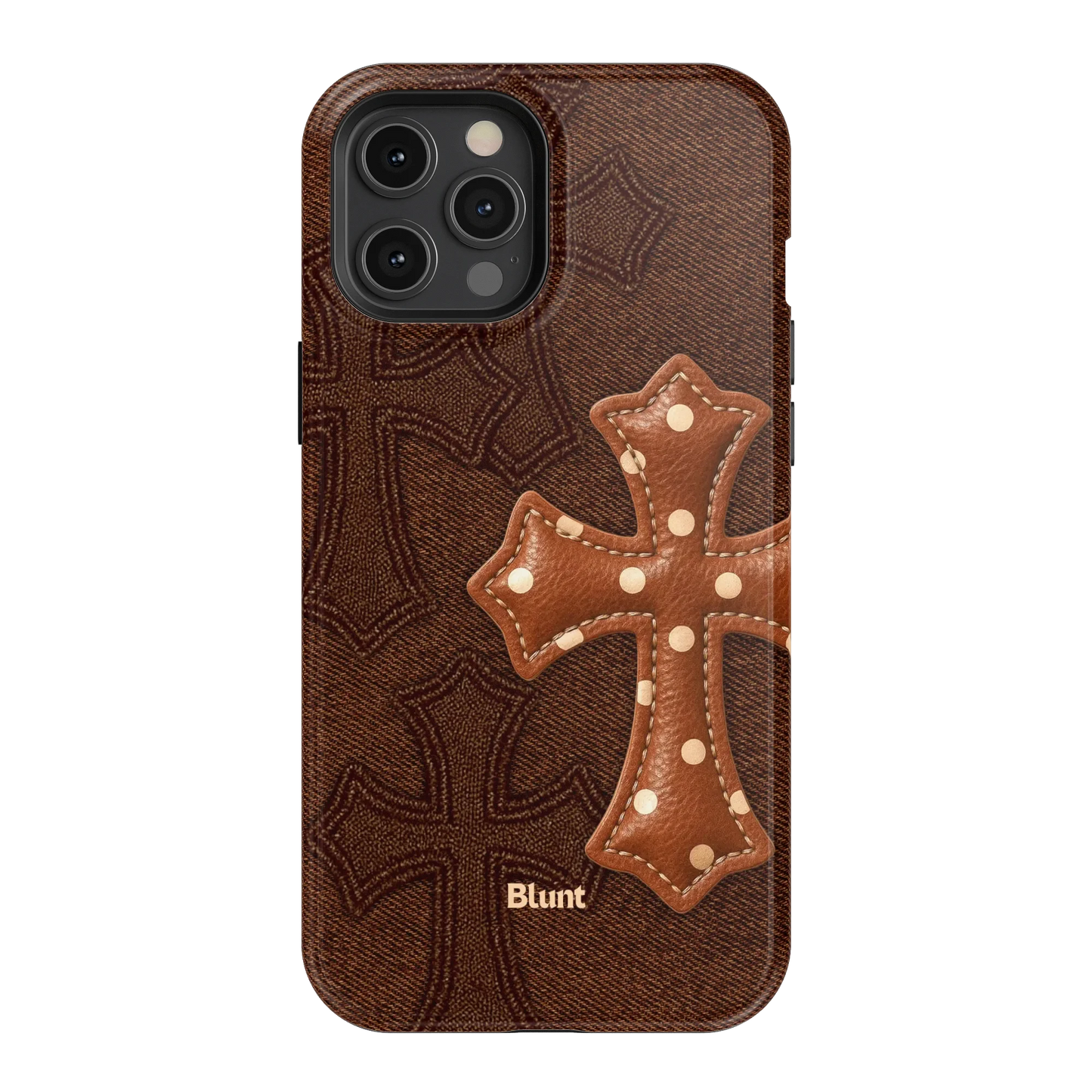Brown Polka Cross iPhone Case