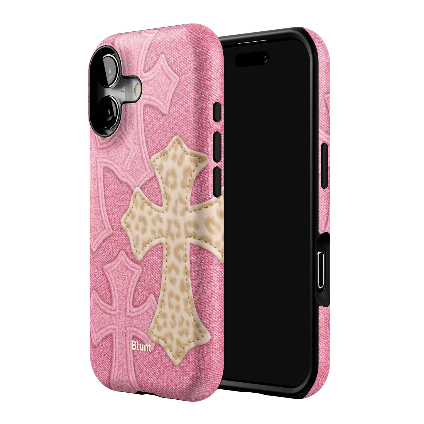 Pink Cheetah Cross iPhone Case