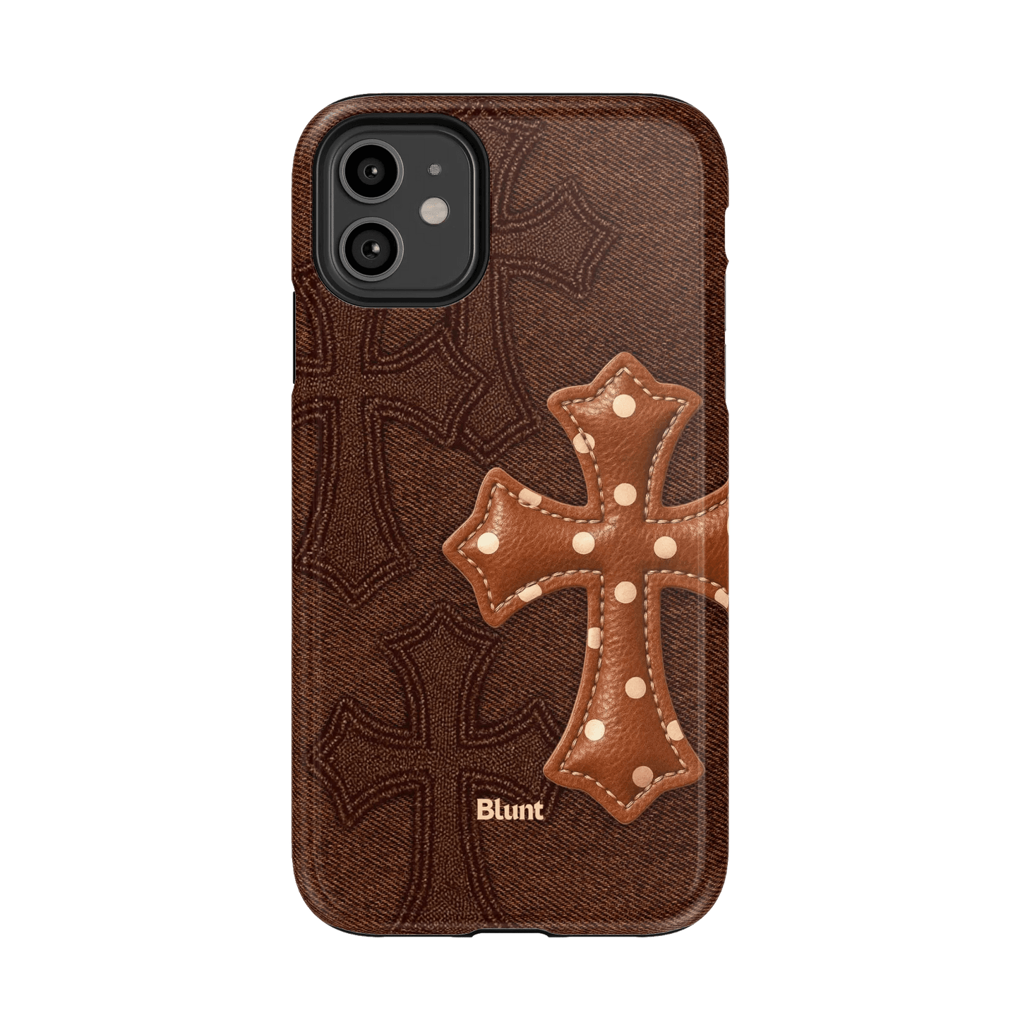 Brown Polka Cross iPhone Case - Blunt Cases