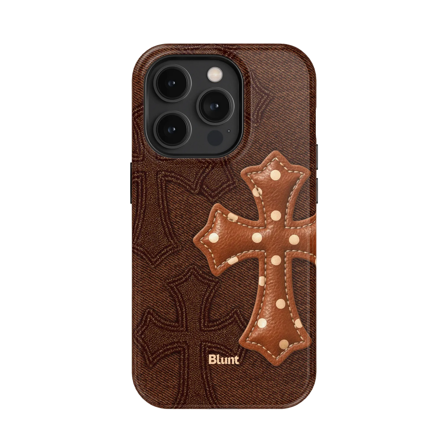 Brown Polka Cross iPhone Case