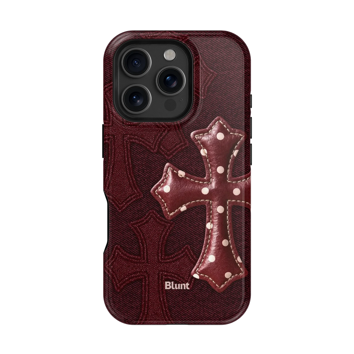 Maroon Polka Cross iPhone Case