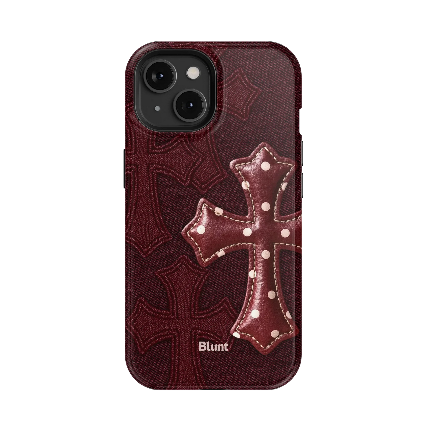 Maroon Polka Cross iPhone Case