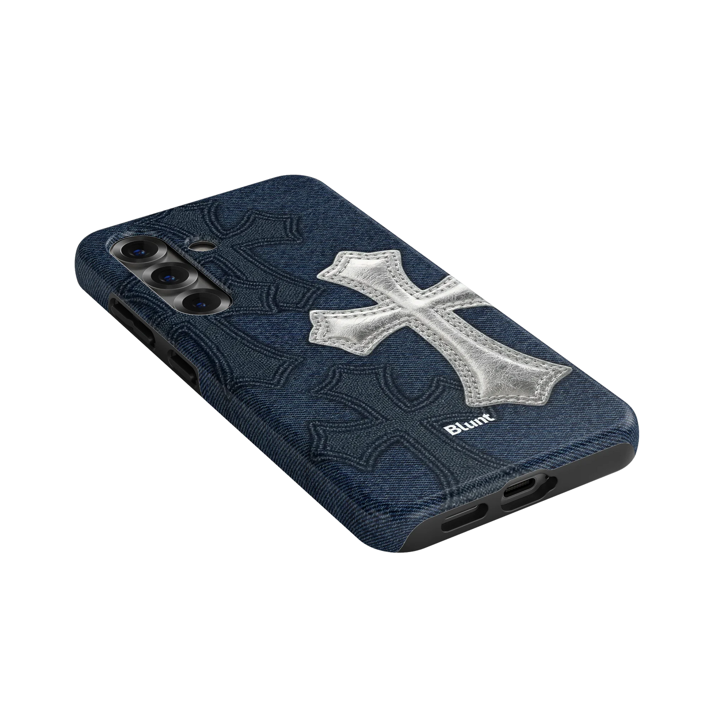 Silver Denim Cross Samsung Case