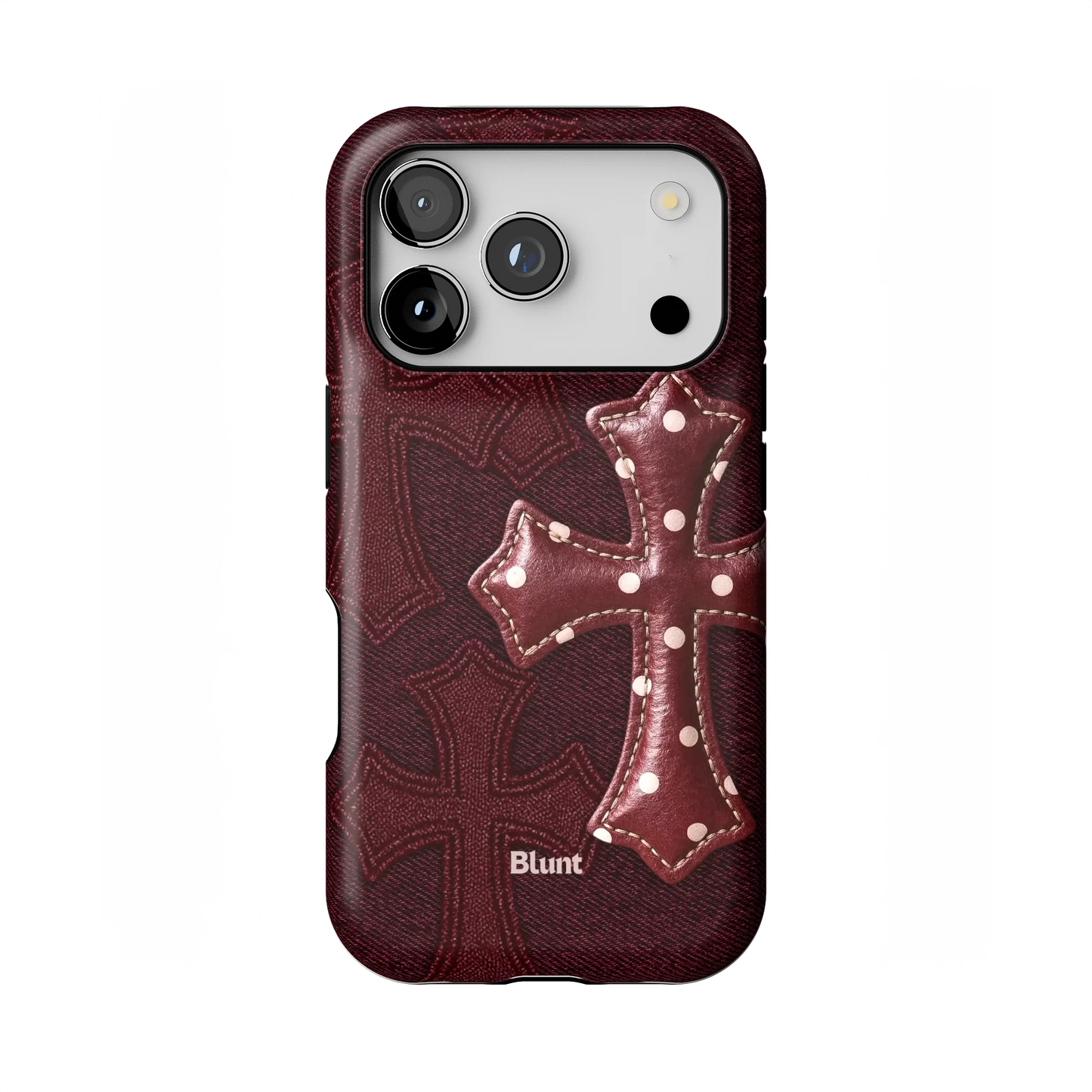Maroon Polka Cross iPhone Case