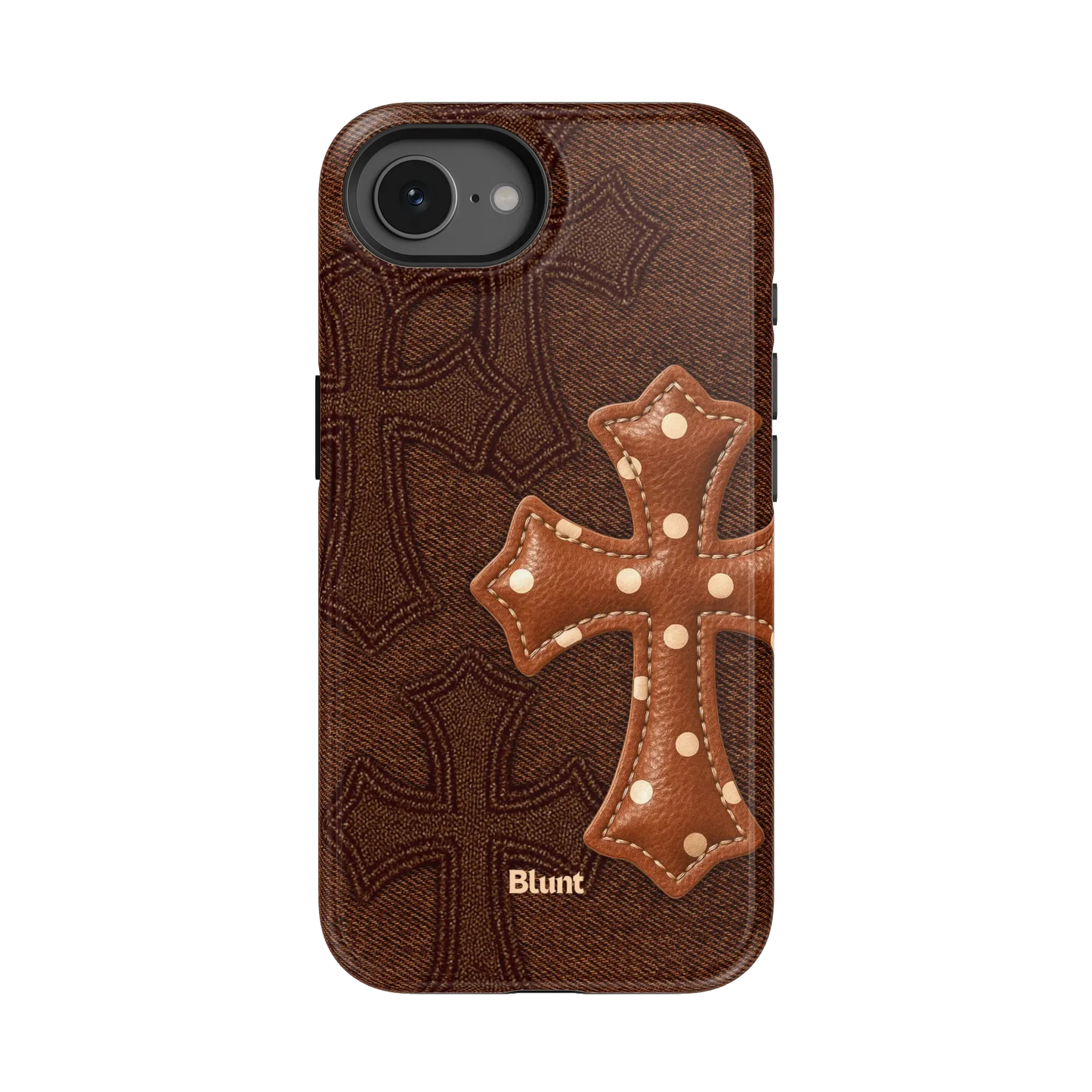 Brown Polka Cross iPhone Case