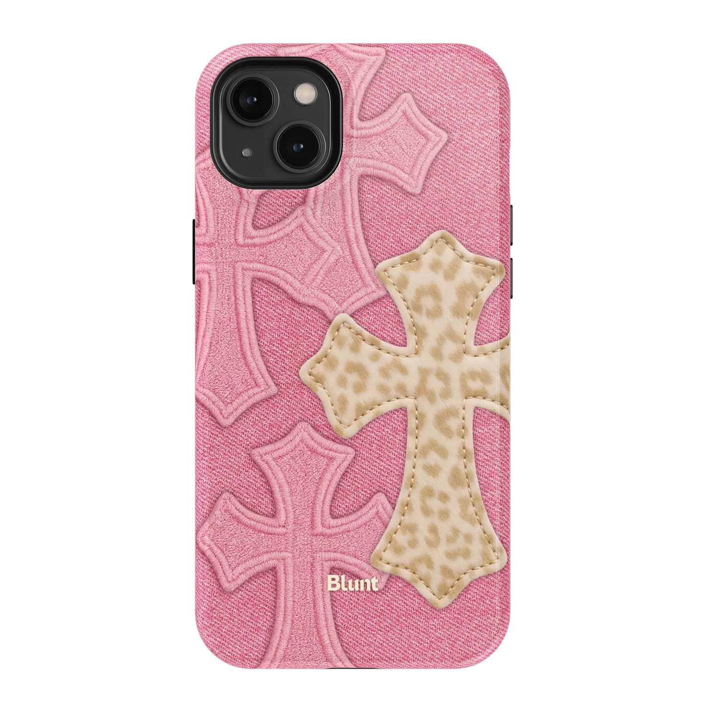 Pink Cheetah Cross iPhone Case