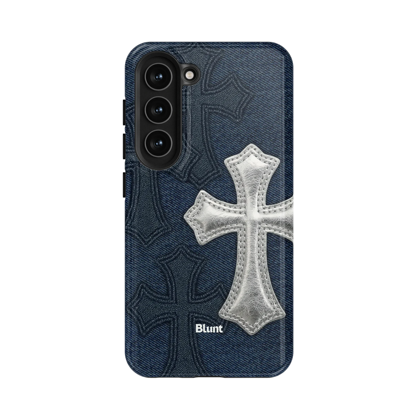 Silver Denim Cross Samsung Case
