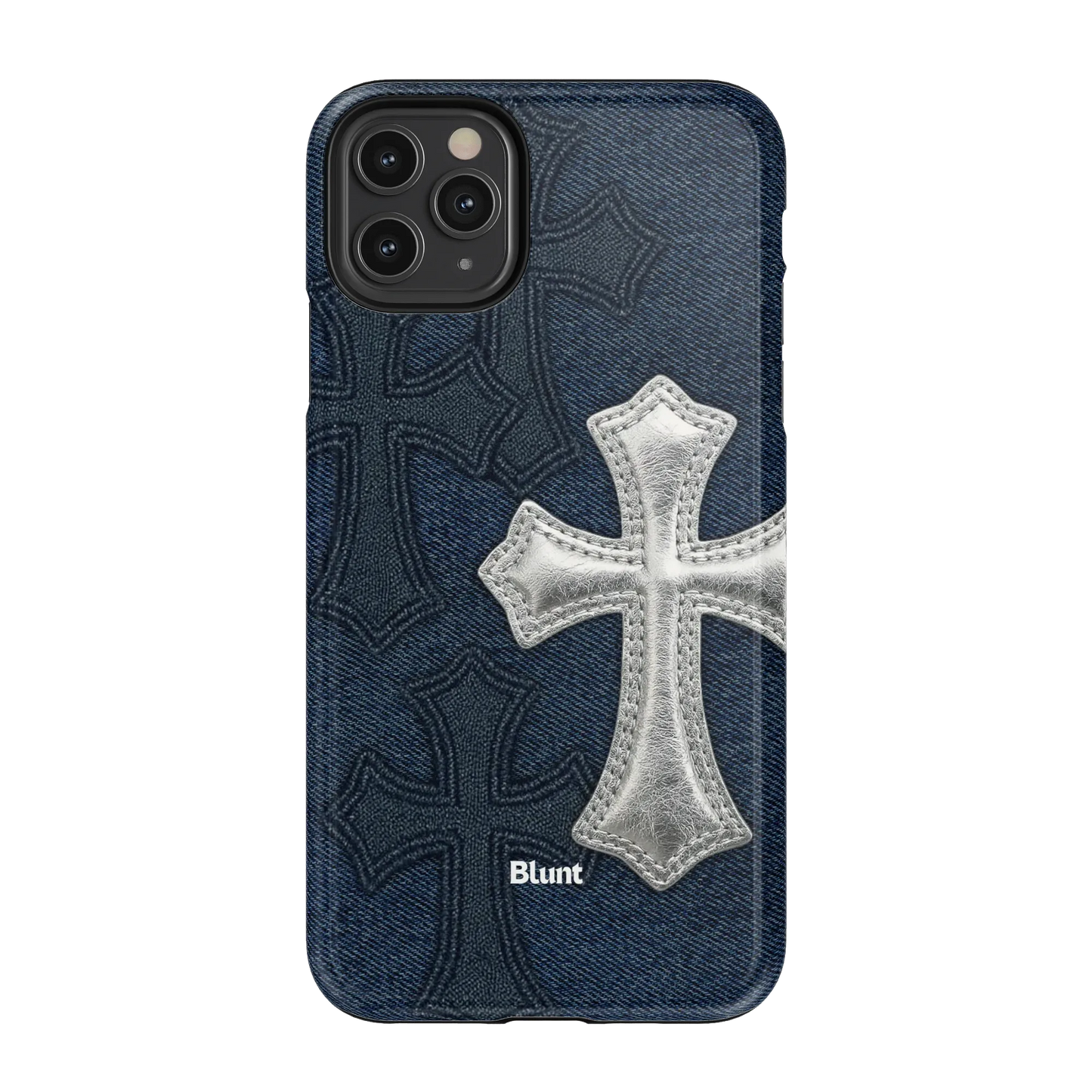 Silver Denim Cross iPhone Case