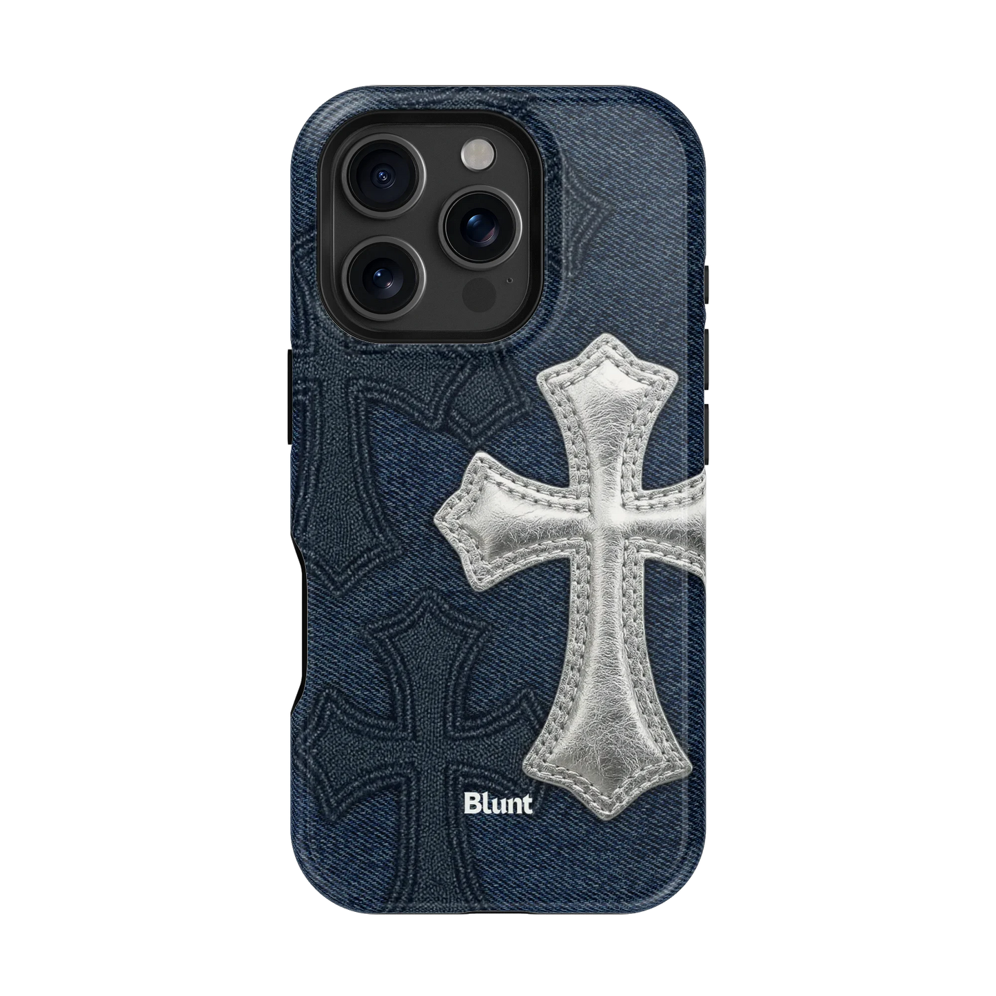 Silver Denim Cross iPhone Case