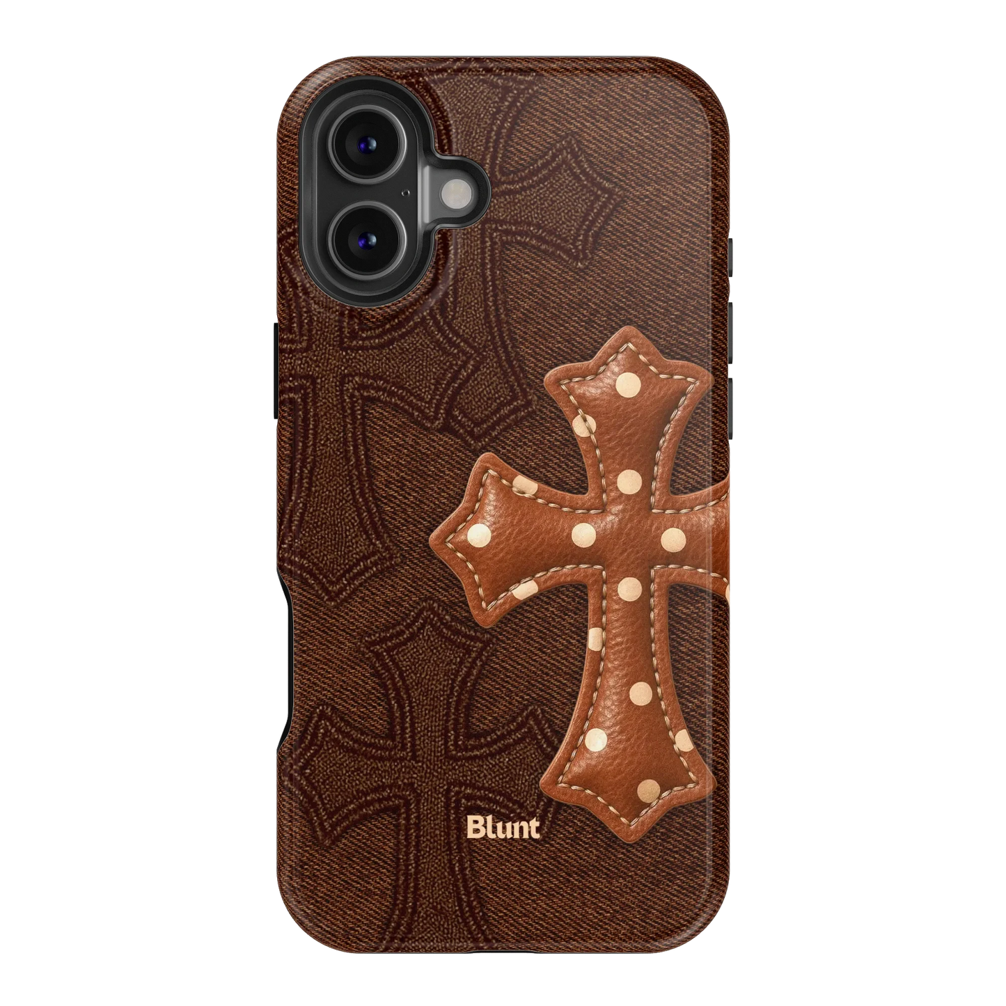 Brown Polka Cross iPhone Case