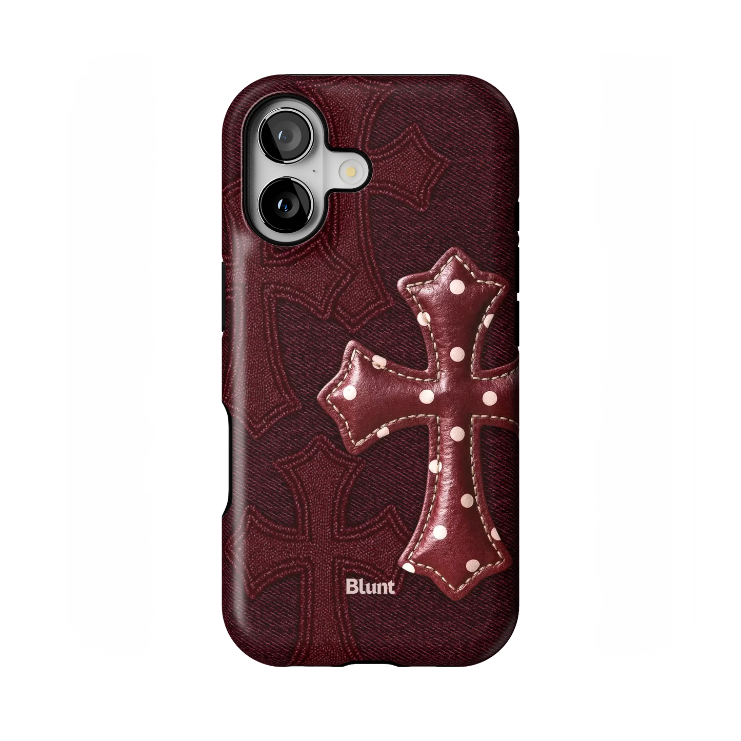 Maroon Polka Cross iPhone Case