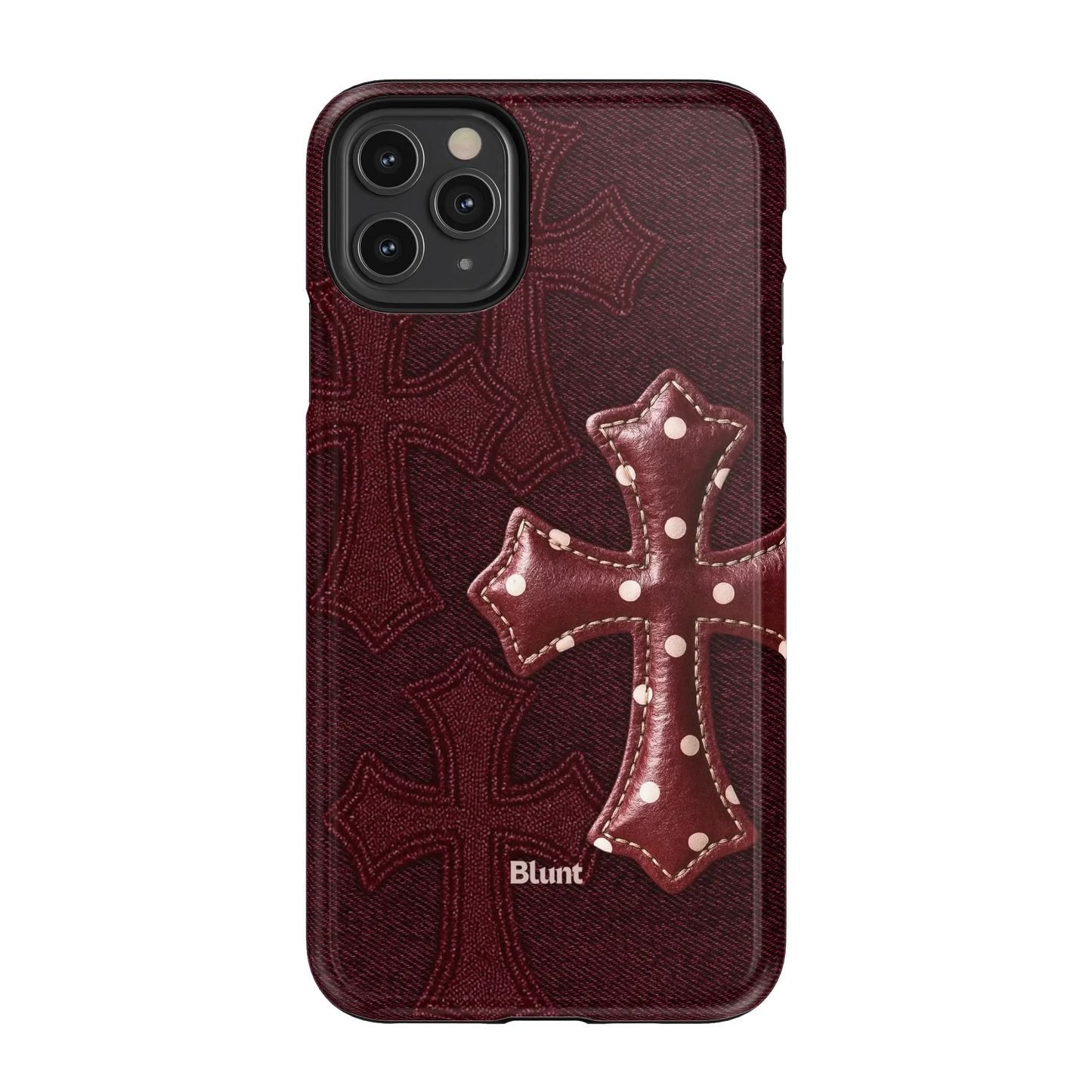 Maroon Polka Cross iPhone Case