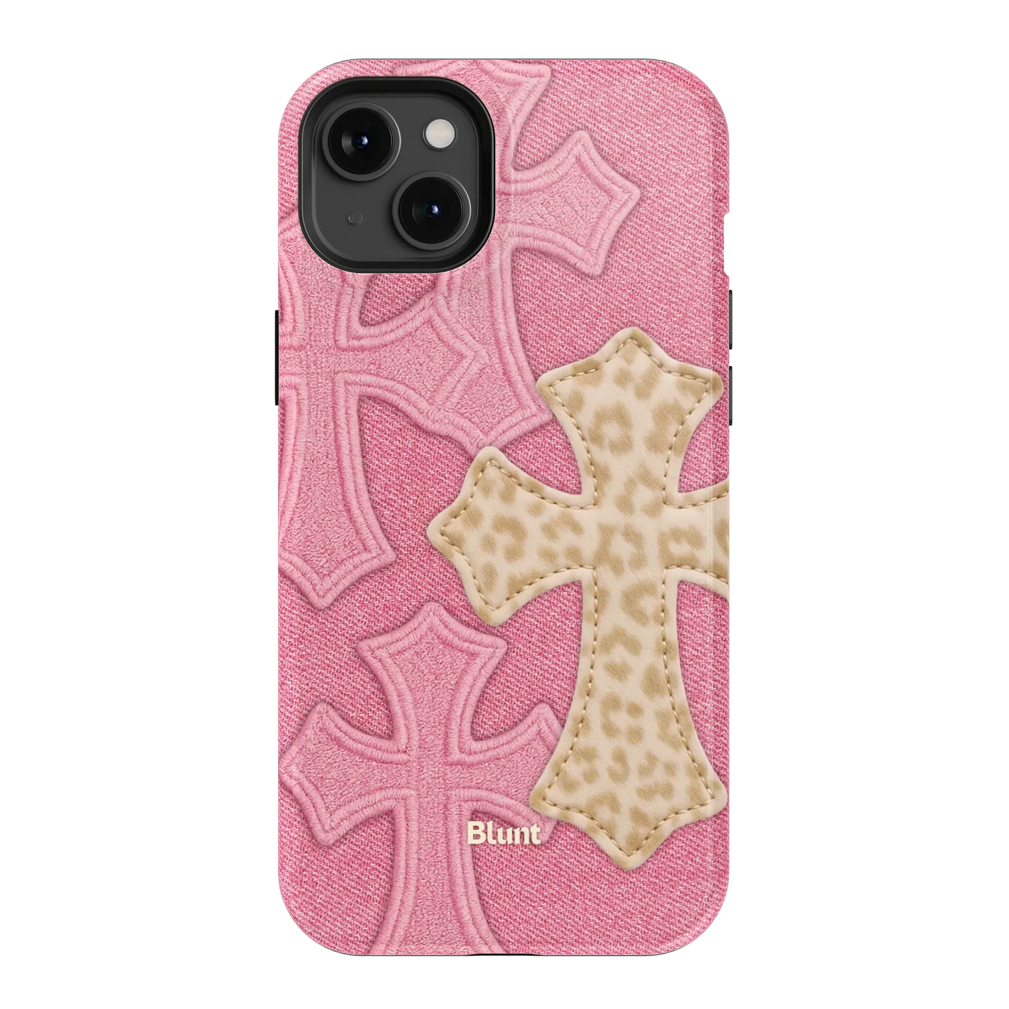 Pink Cheetah Cross iPhone Case