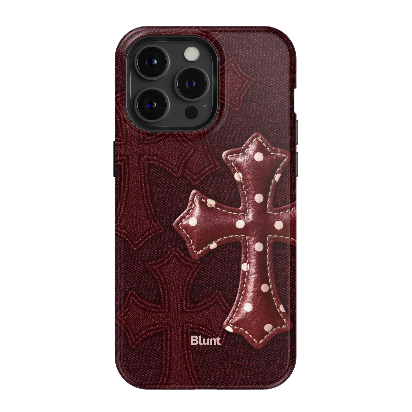 Maroon Polka Cross iPhone Case
