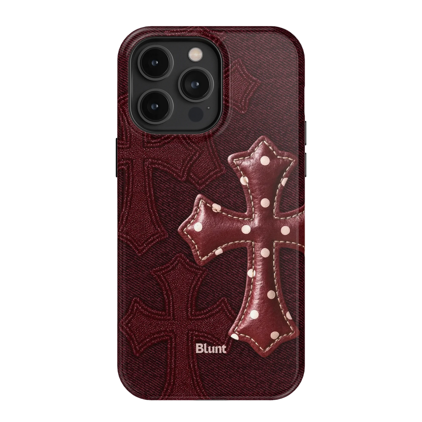Maroon Polka Cross iPhone Case