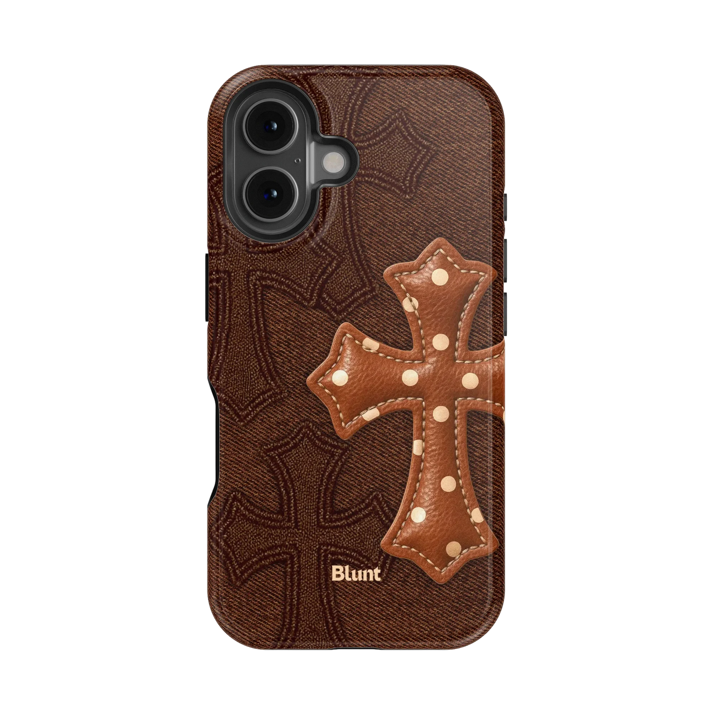 Brown Polka Cross iPhone Case