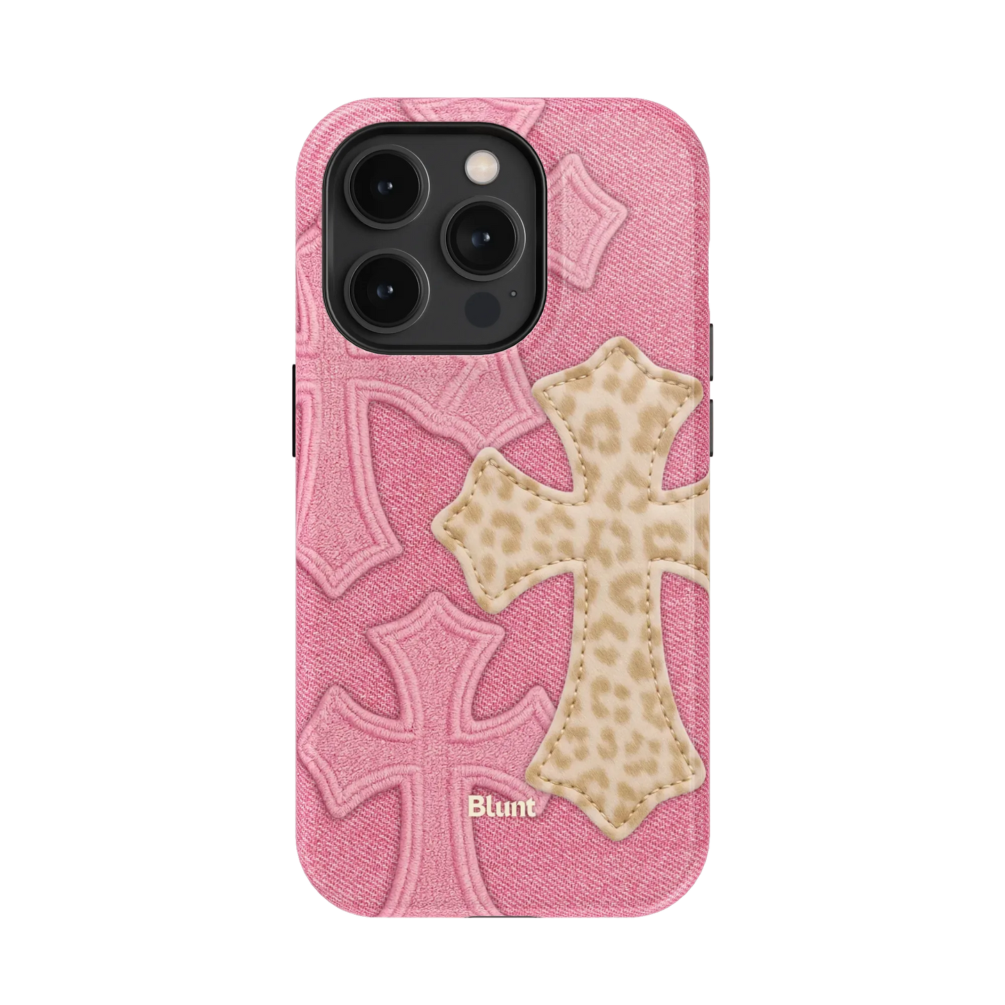 Pink Cheetah Cross iPhone Case