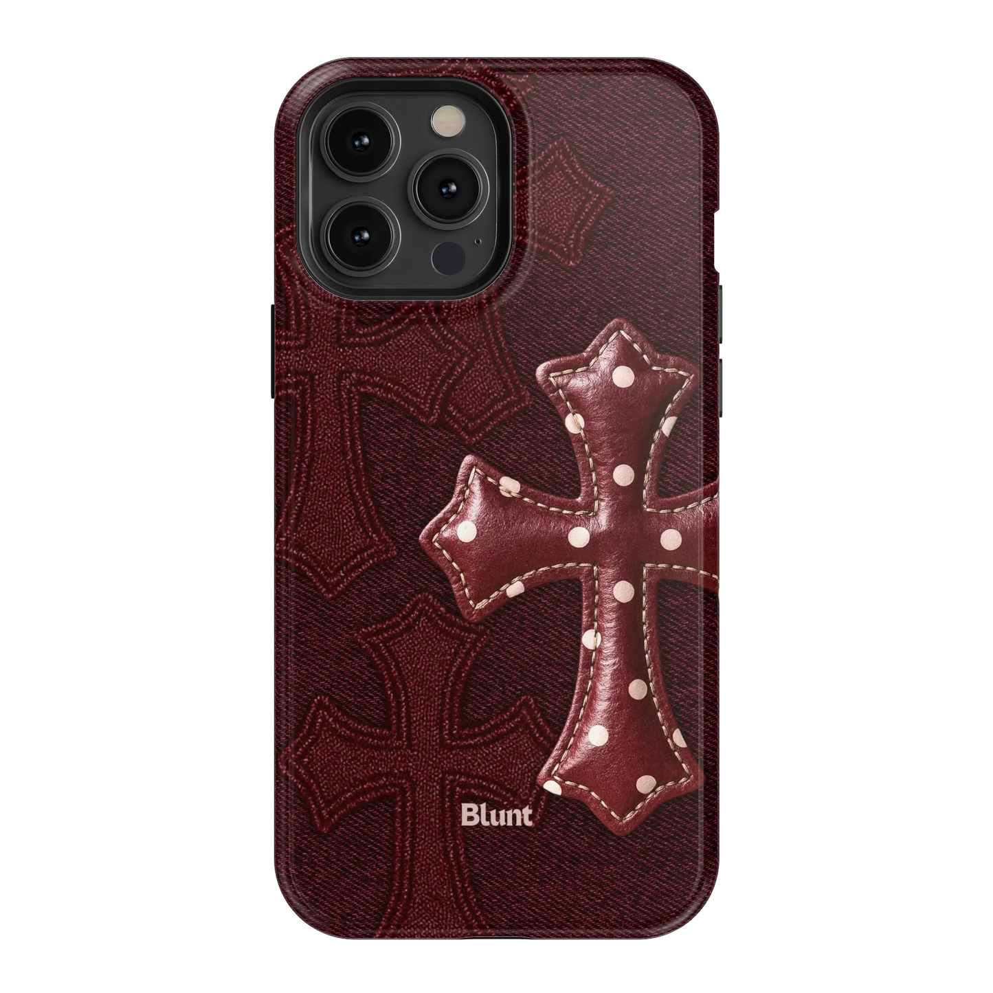 Maroon Polka Cross iPhone Case