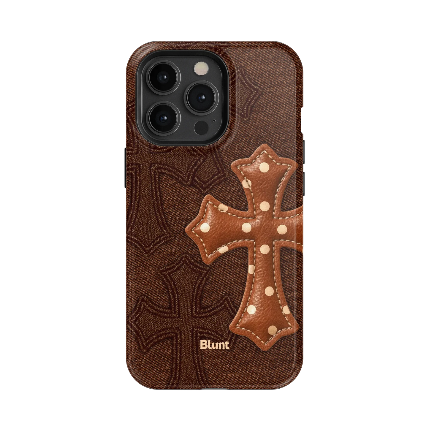 Brown Polka Cross iPhone Case