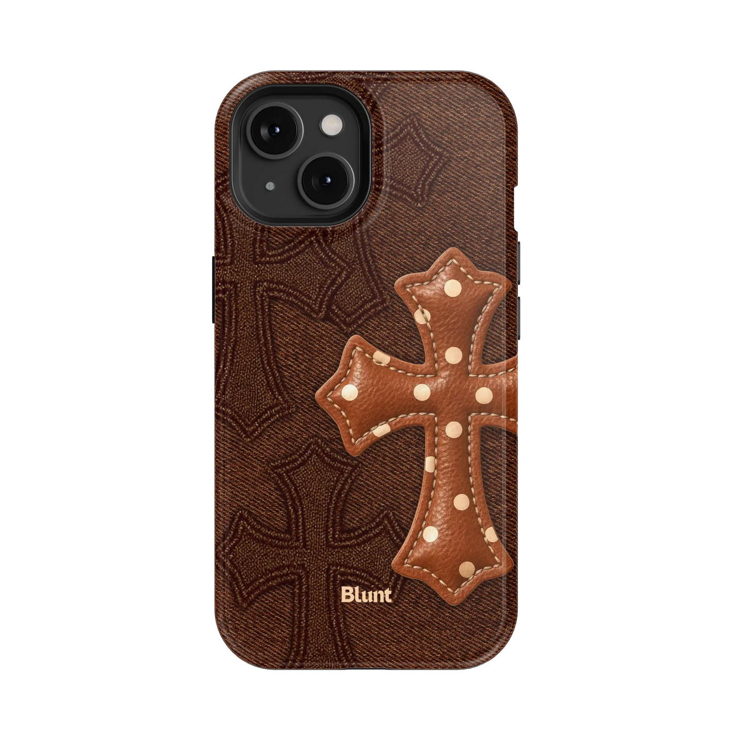 Brown Polka Cross iPhone Case