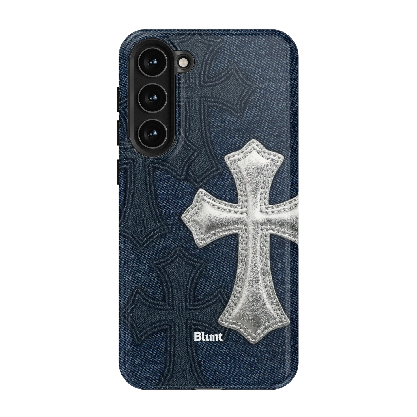 Silver Denim Cross Samsung Case