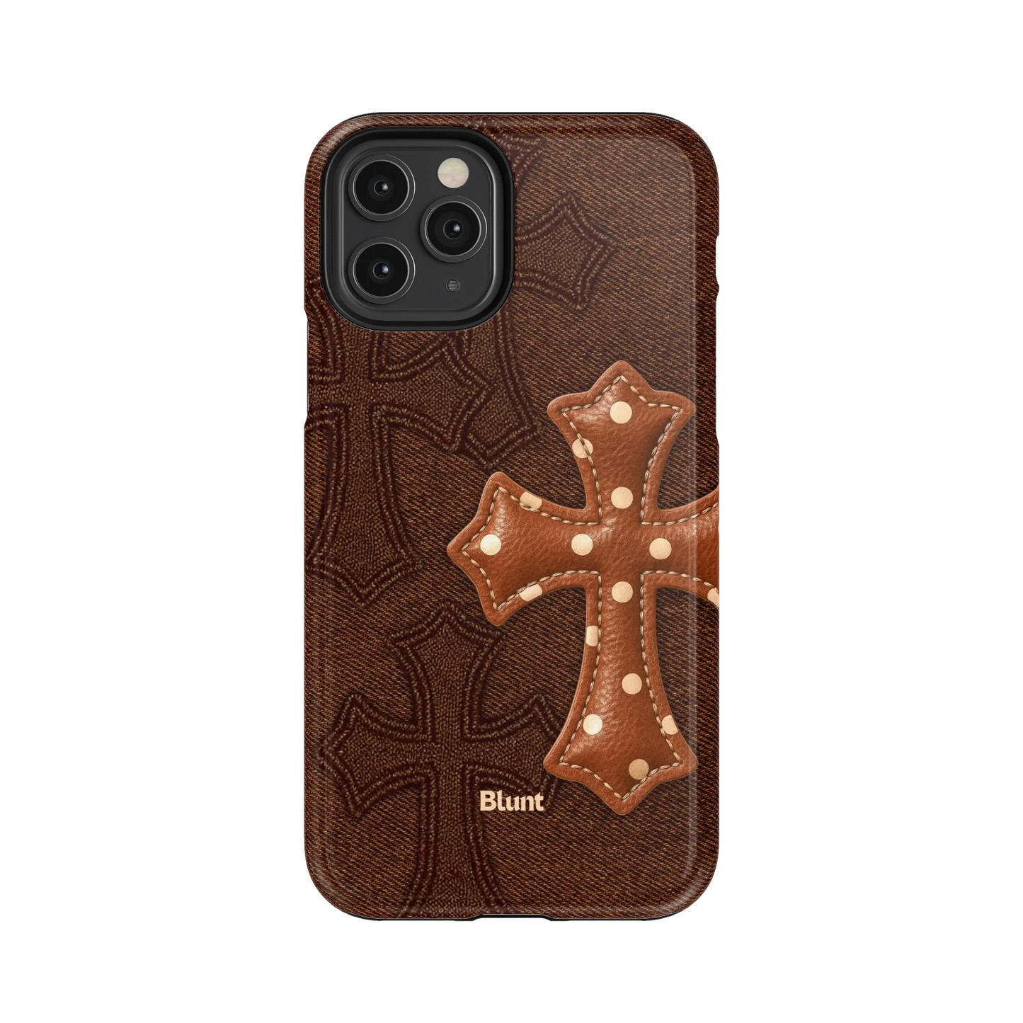 Brown Polka Cross iPhone Case