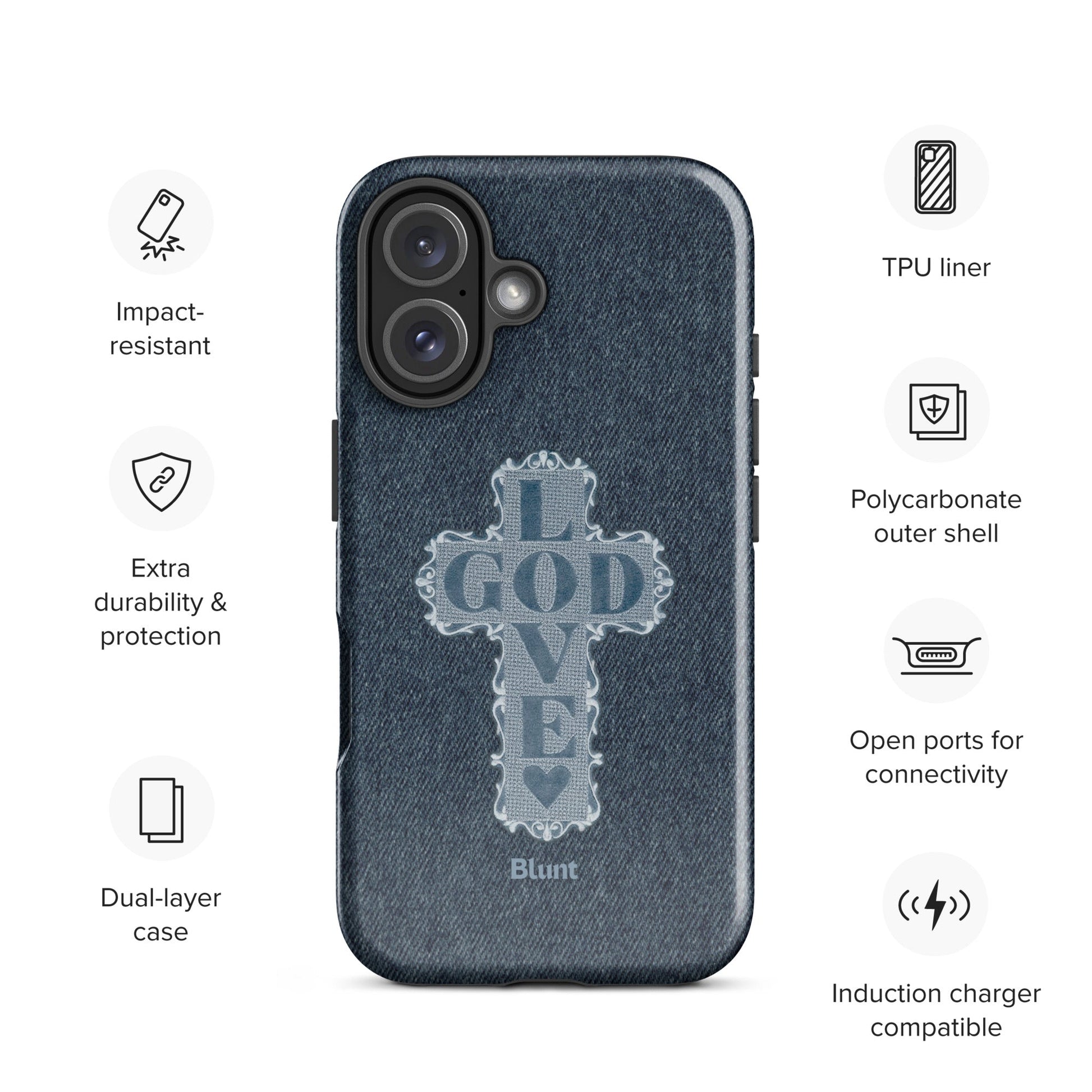Love God Blue Cross iPhone Case - Blunt Cases