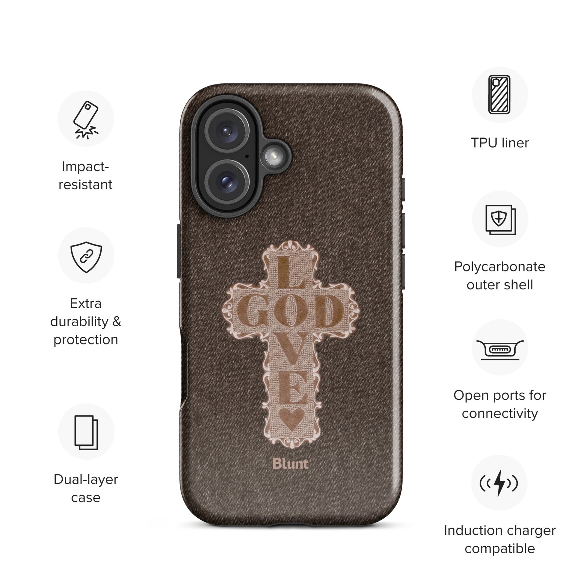 Love God Brown Cross iPhone Case - Blunt Cases