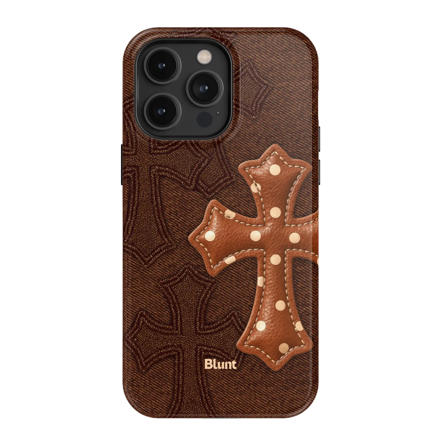 Brown Polka Cross iPhone Case