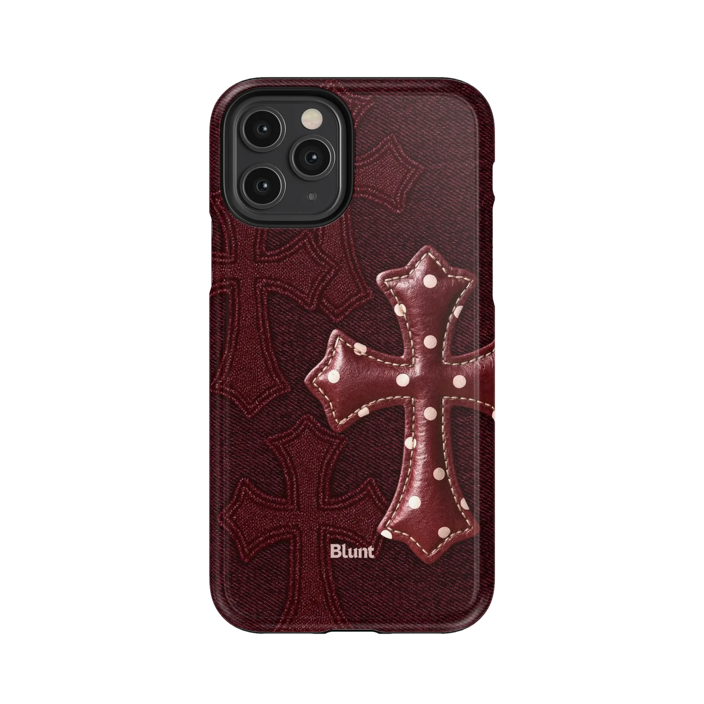 Maroon Polka Cross iPhone Case