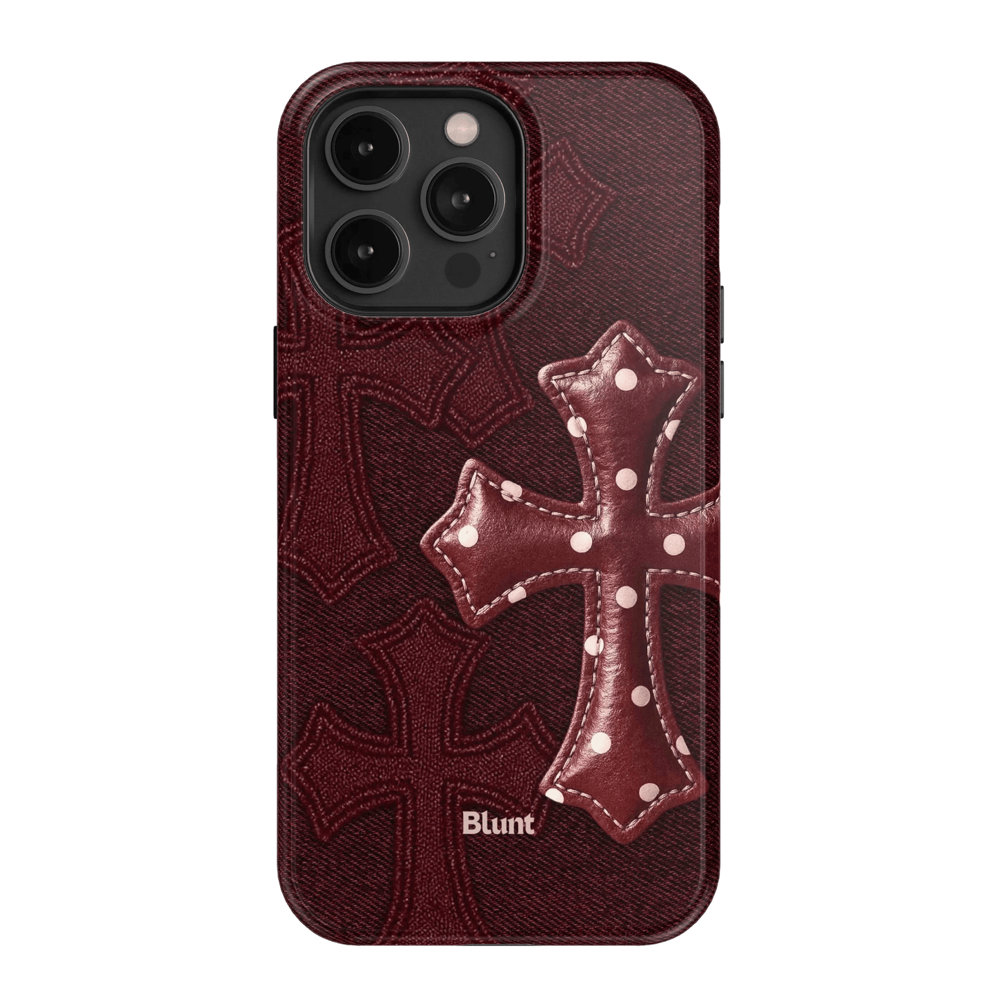 Maroon Polka Cross iPhone Case - Blunt Cases