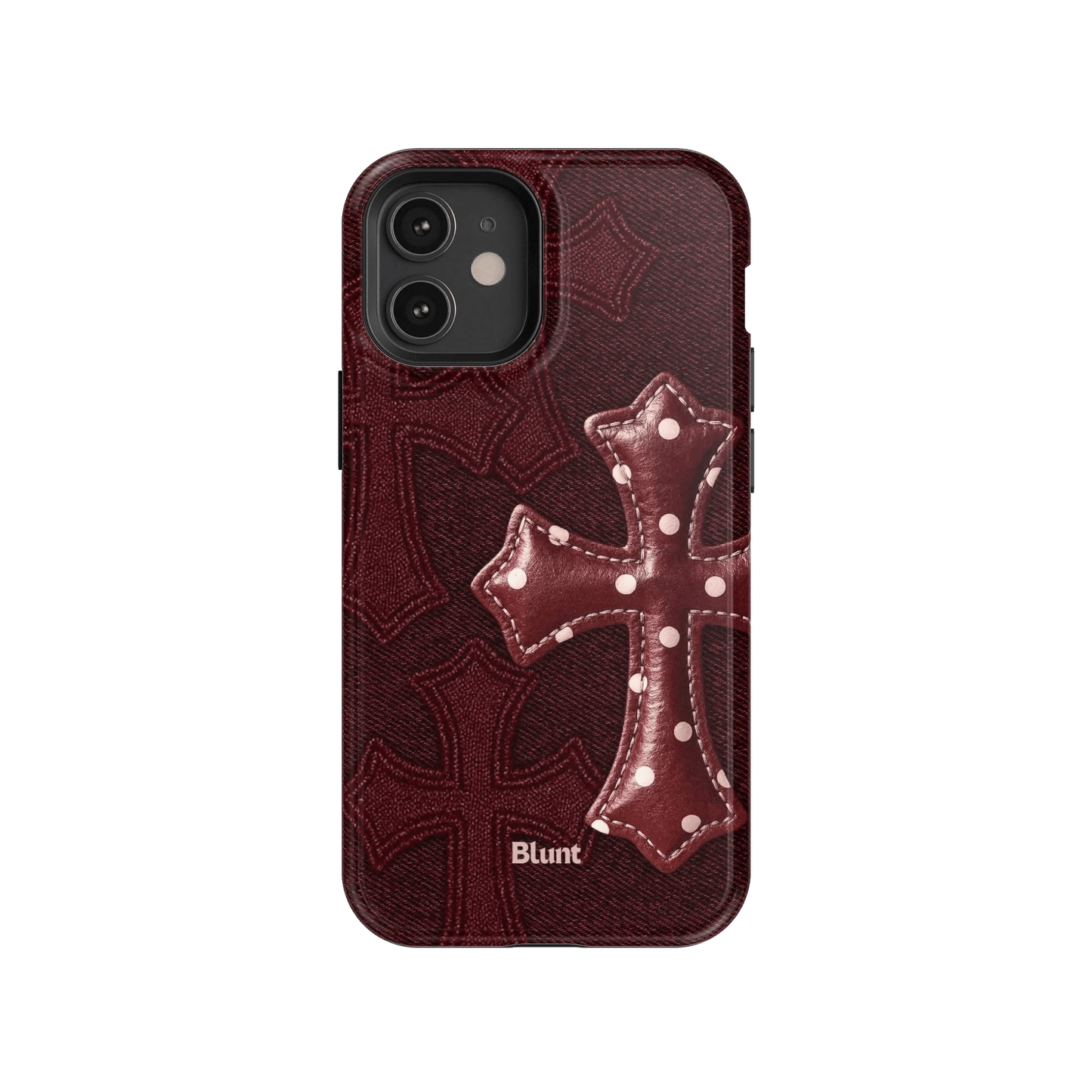 Maroon Polka Cross iPhone Case - Blunt Cases