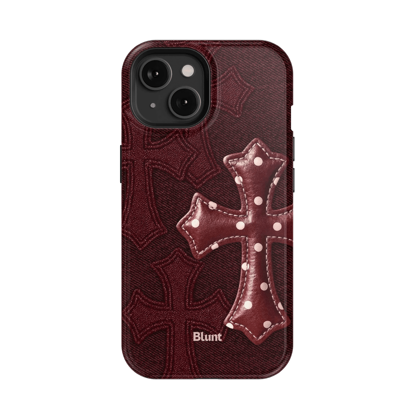 Maroon Polka Cross iPhone Case - Blunt Cases