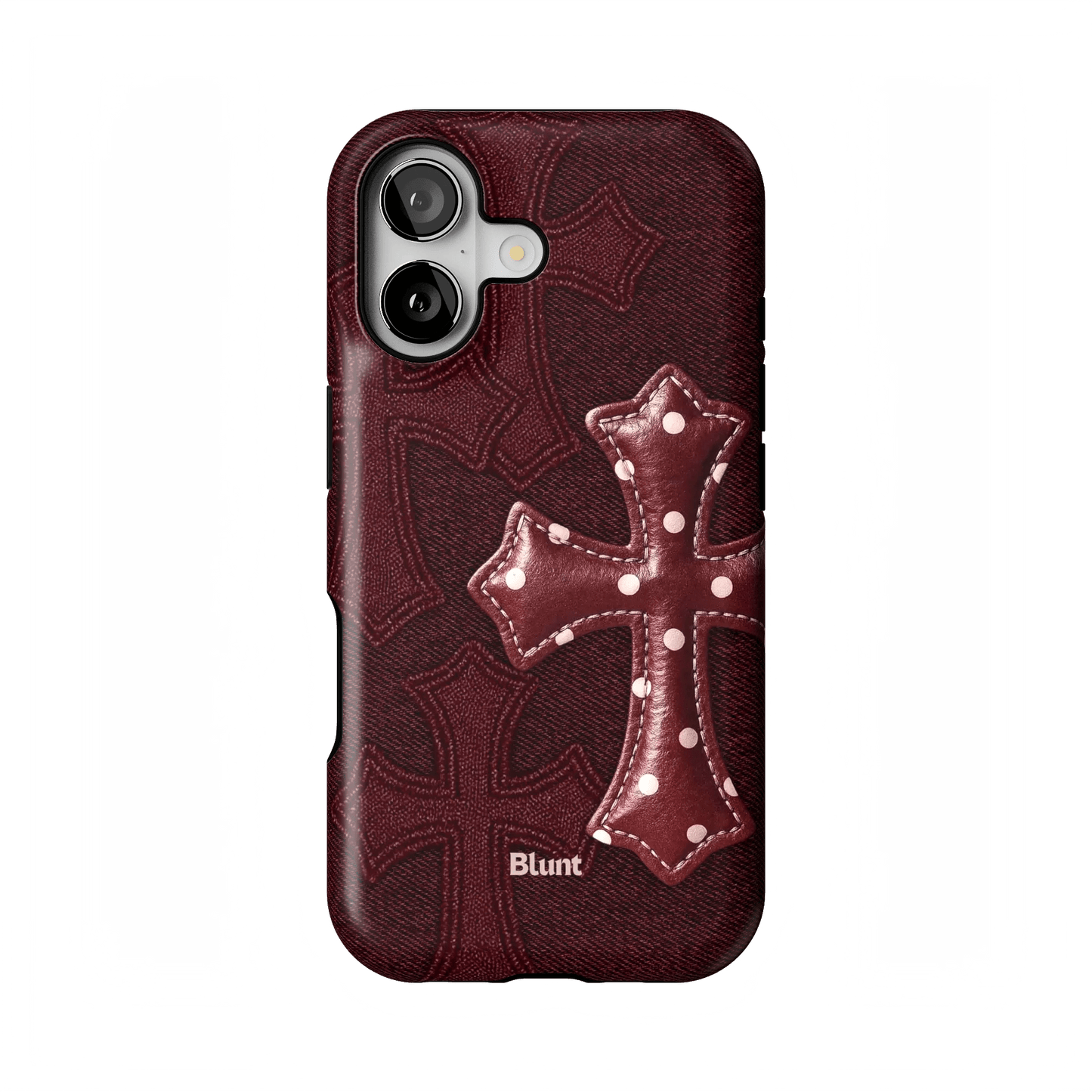 Maroon Polka Cross iPhone Case - Blunt Cases