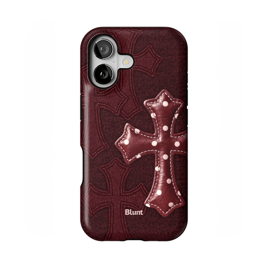 Maroon Polka Cross iPhone Case - Blunt Cases