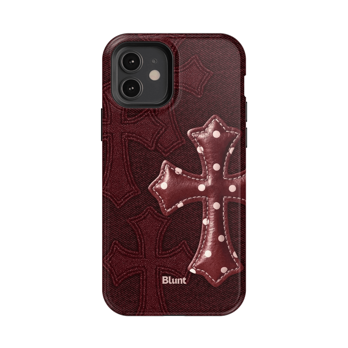 Maroon Polka Cross iPhone Case - Blunt Cases