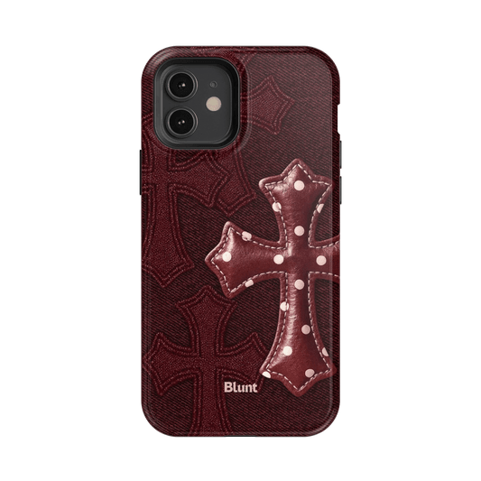 Maroon Polka Cross iPhone Case - Blunt Cases