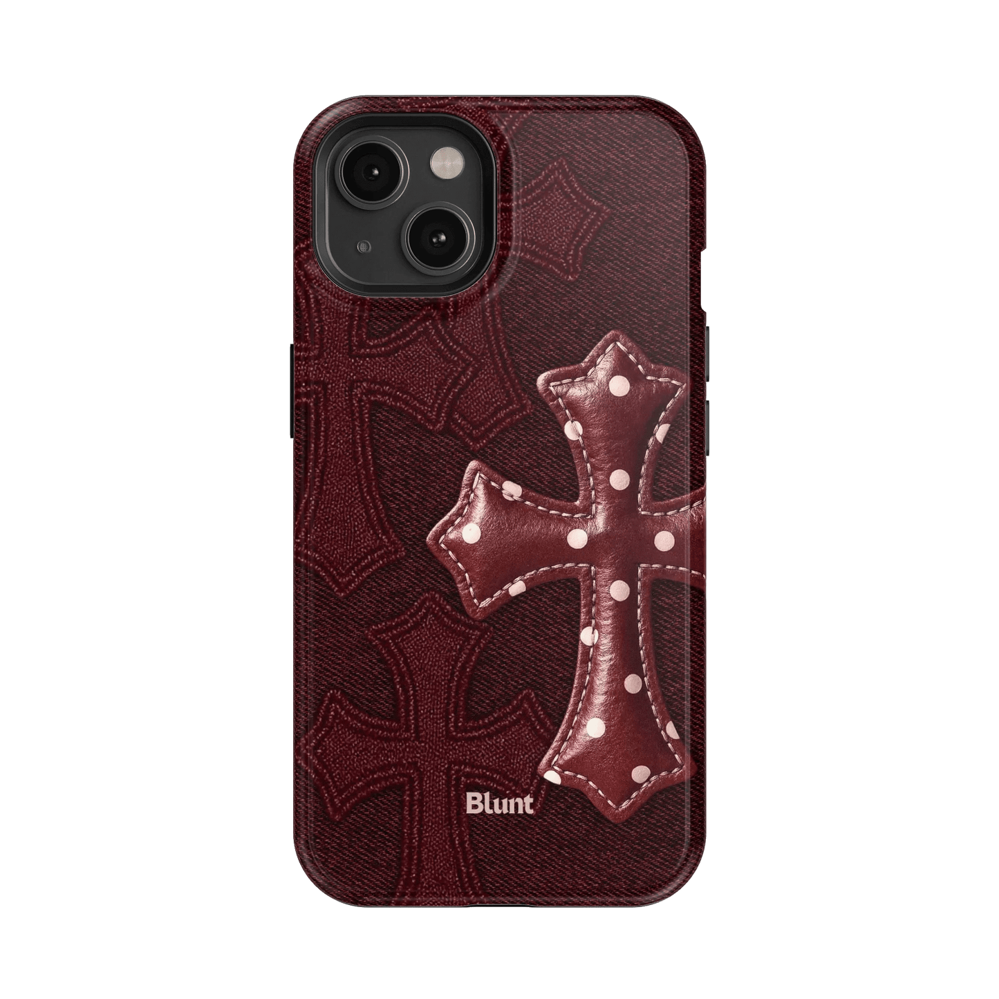 Maroon Polka Cross iPhone Case - Blunt Cases