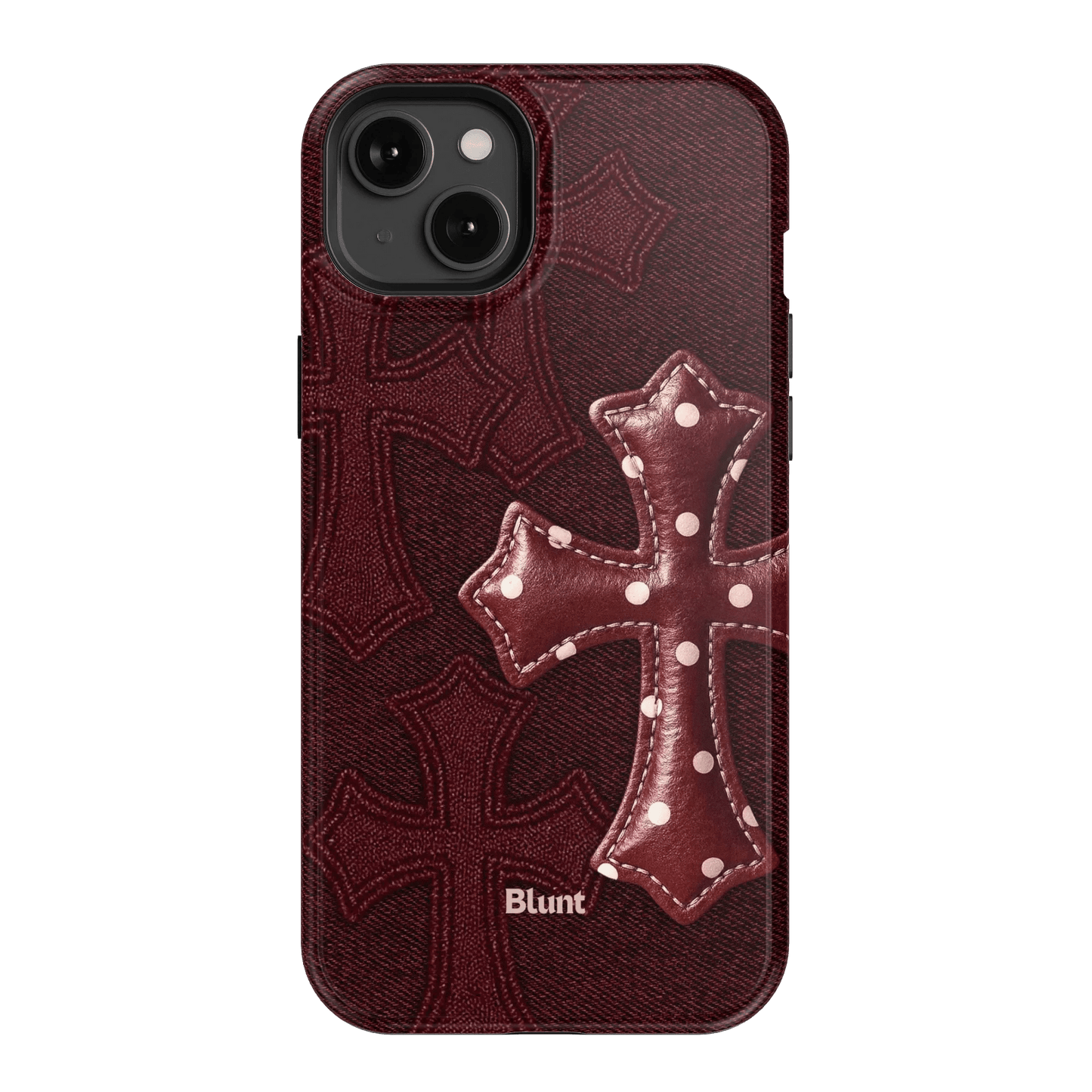 Maroon Polka Cross iPhone Case - Blunt Cases