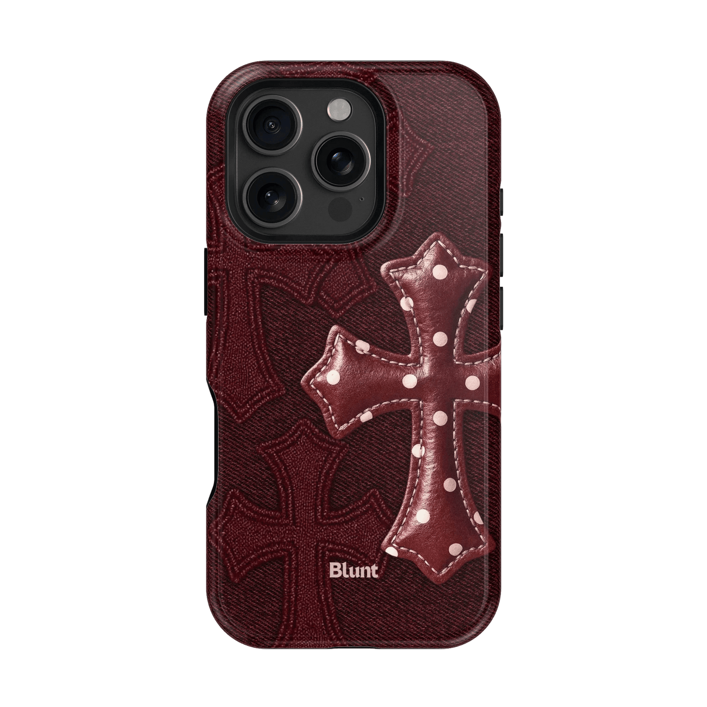 Maroon Polka Cross iPhone Case - Blunt Cases