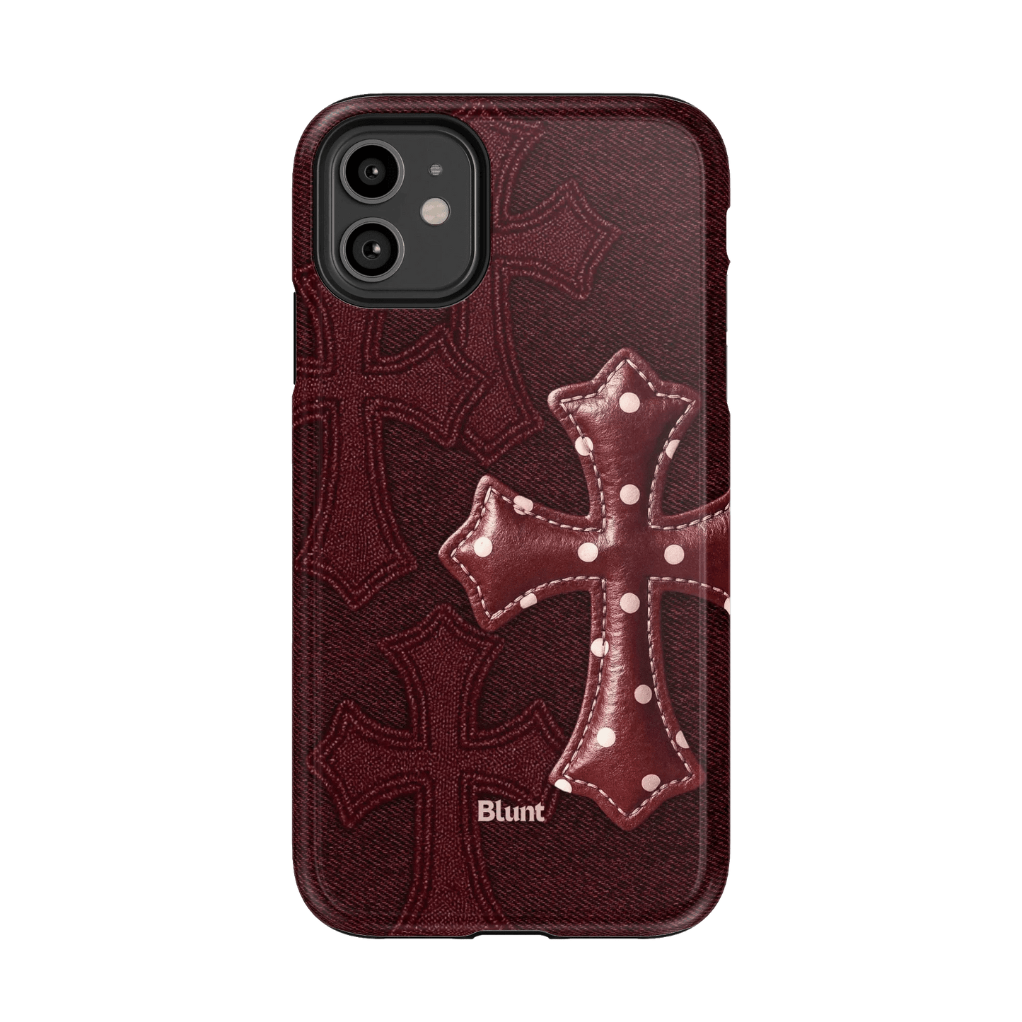 Maroon Polka Cross iPhone Case - Blunt Cases