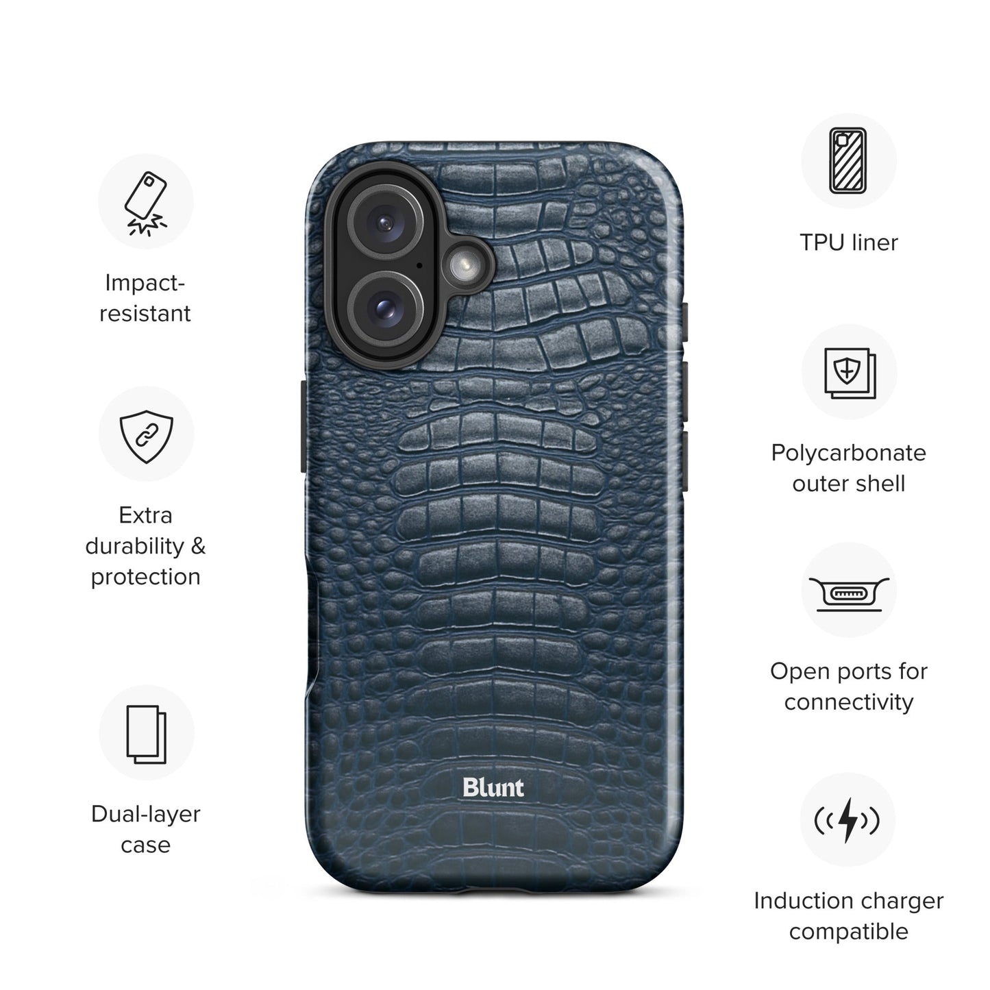 Navy Croc iPhone Case - Blunt Cases